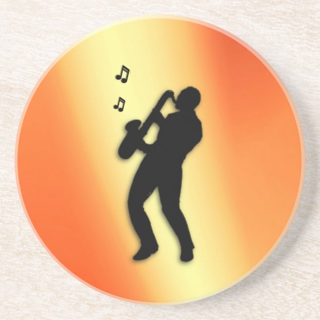 Saxophone Player Orange Coaster (Front)