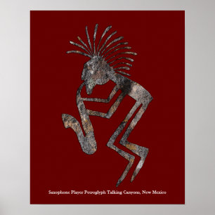 Saxophone Player Petroglyph Poster