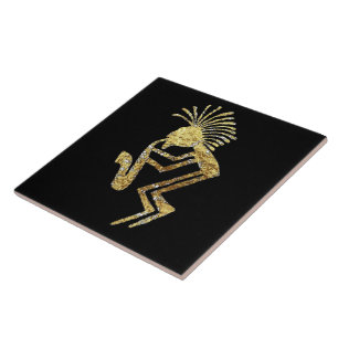 Saxophone Player Petroglyph Tile