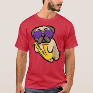 Saxophone Player Pug Jazz Band Dog Music Lovers278 T-Shirt
