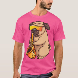 Saxophone Player Pug Jazz Band Music And Dog Lover T-Shirt