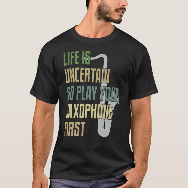 Saxophone Player Retro Style T-Shirt (Front)