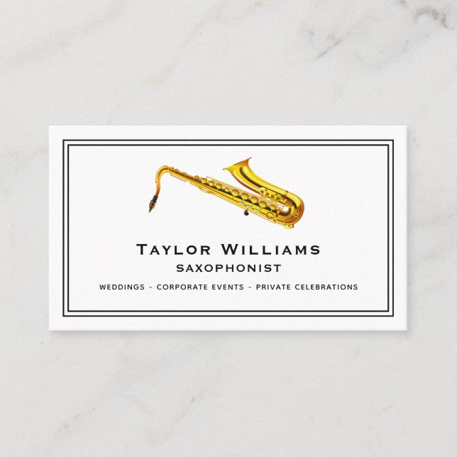 Saxophone Player Saxophonist Cool Musician QR Code Business Card (Front)