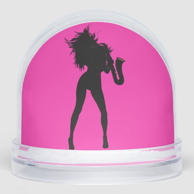 Saxophone Player Woman Snowglobe (Front)