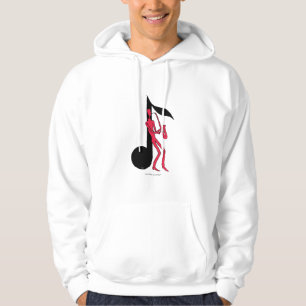 Saxophone playing man pen ink drawing hoodie desi
