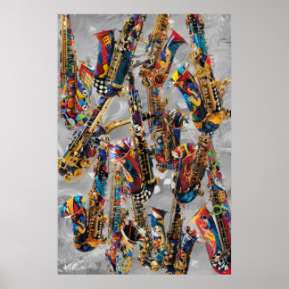 Saxophone Poster Colorful Sax Wall Art