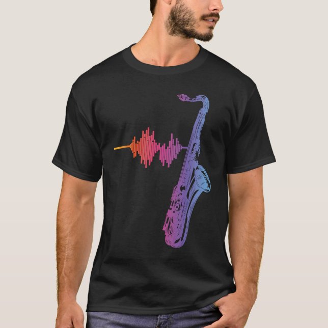 Saxophone Reeds Sound Frequency Saxophonist Mouthp T-Shirt (Front)
