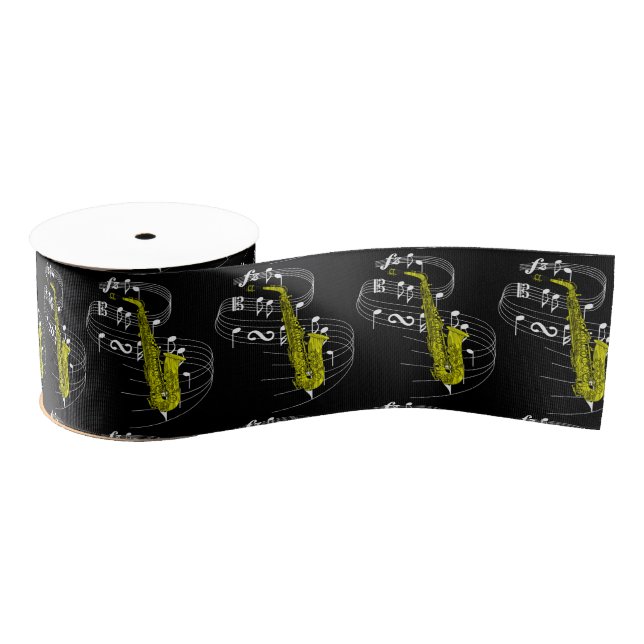 Saxophone Ribbon- Dark Grosgrain Ribbon (Spool)