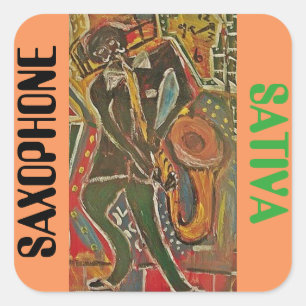 SAXOPHONE SATIVA SQUARE STICKER