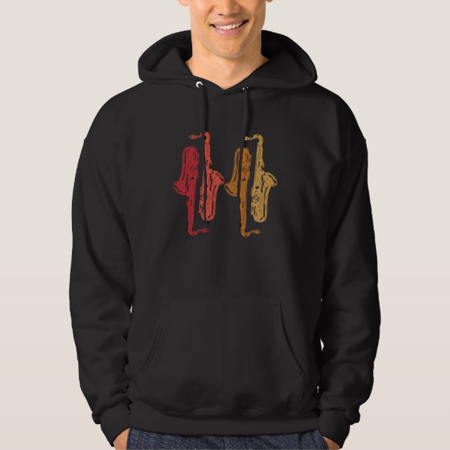 Saxophone Saxaphone Player Music Jazz Tenor Hoodie (Front)