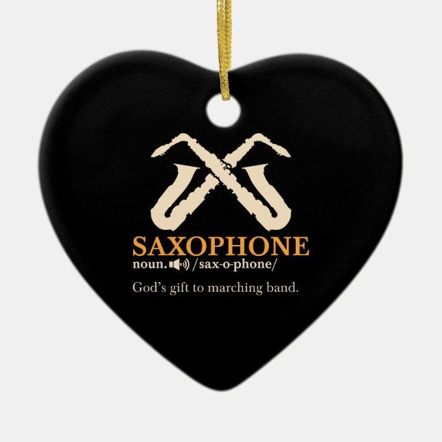 Saxophone - Saxophone Definition Ceramic Tree Decoration (Front)