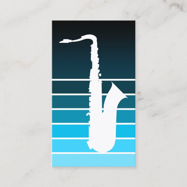 saxophone silhouette : blue fade business card (Front)