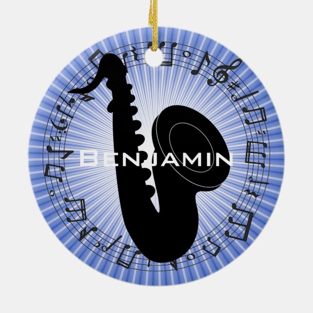 Saxophone Silhouette Design Ornament (Back)