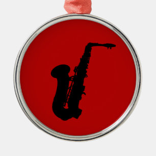 Saxophone silhouette metal tree decoration