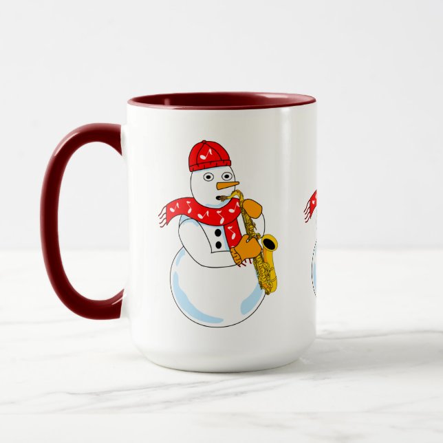 Saxophone Snowman Mug (Left)