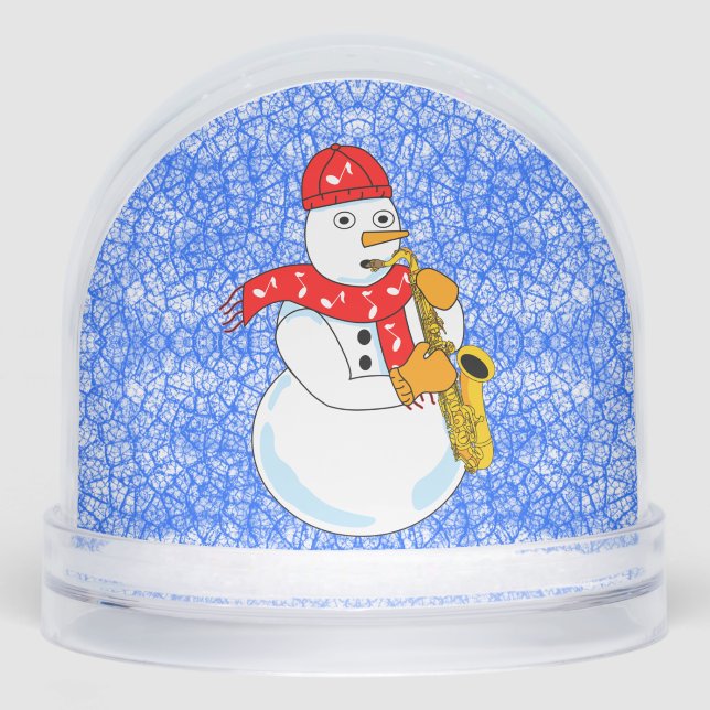 Saxophone Snowman Snow Globe (Front)
