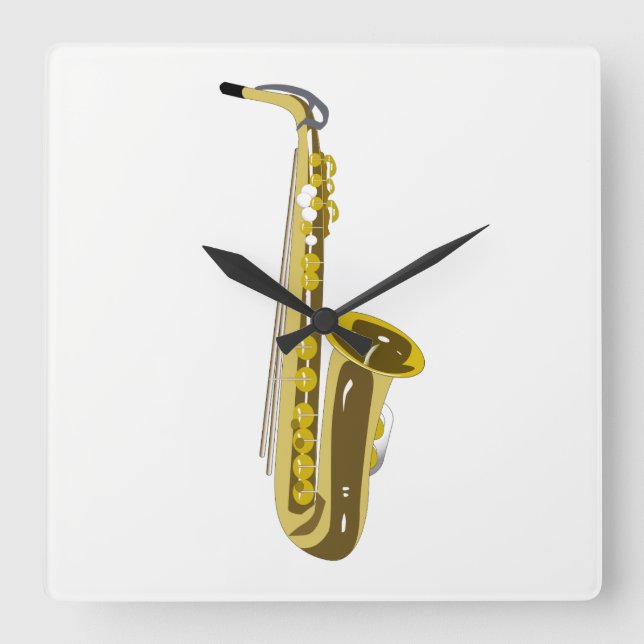 Saxophone Square Wall Clock (Front)