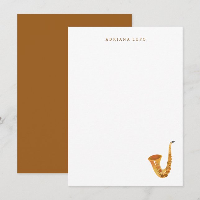 Saxophone Stationery - Personalised Saxophone Card (Front/Back)