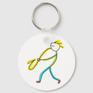 Saxophone Stickman Key Ring
