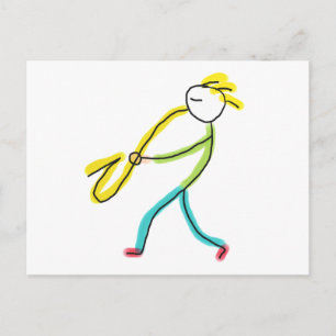 Saxophone Stickman Postcard