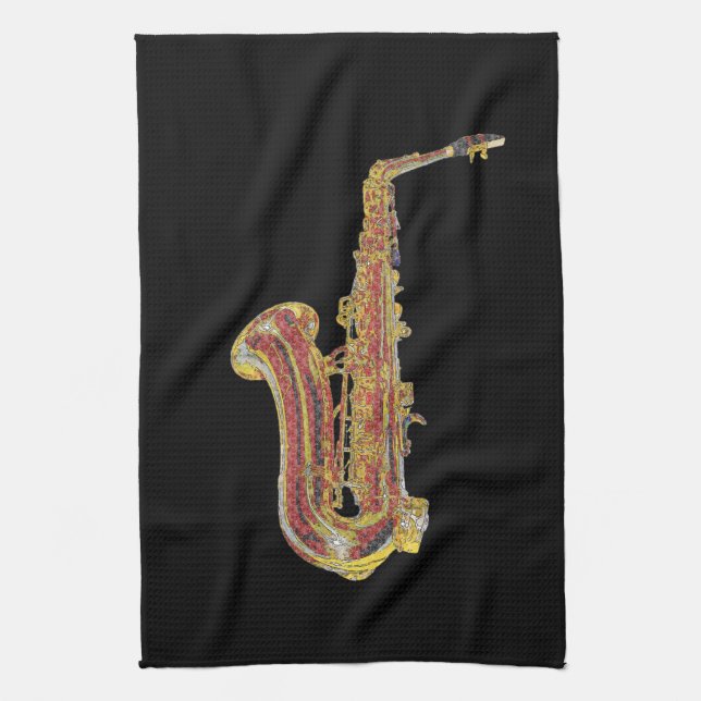 Saxophone Tea Towel (Vertical)