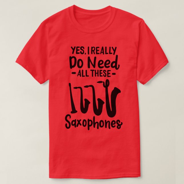 Saxophone Types 2 T-Shirt (Design Front)