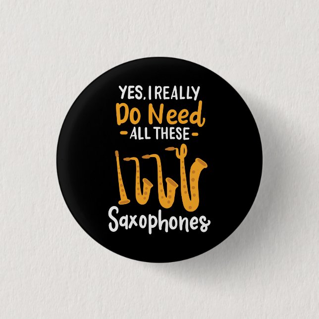 Saxophone Types 3 Cm Round Badge (Front)