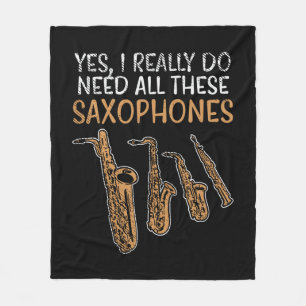 Saxophone Types Fleece Blanket