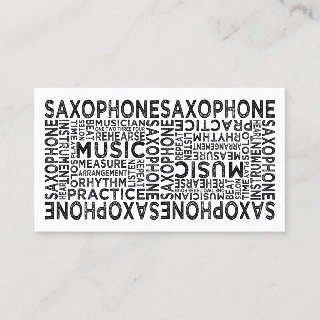 Saxophone Typography Business Card (Front)