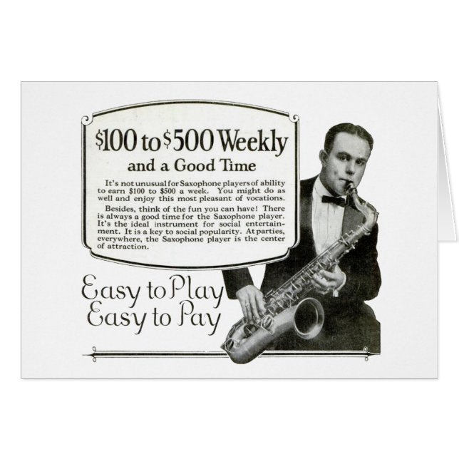 Saxophone Vintage Ad (Front Horizontal)