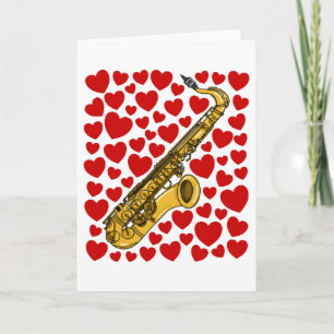 Saxophone With Hearts Valentines Anniversary Card