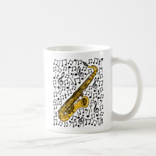 Saxophone With Musical Notes, Saxophonist Musician Coffee Mug
