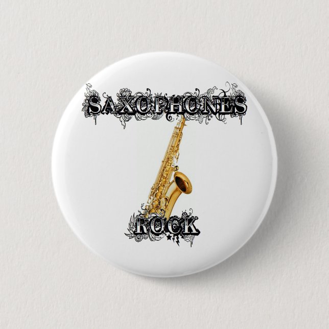 Saxophones Rock 6 Cm Round Badge (Front)