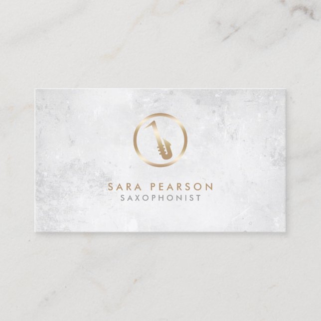 Saxophonist Gold Saxophone Icon Business Card (Front)