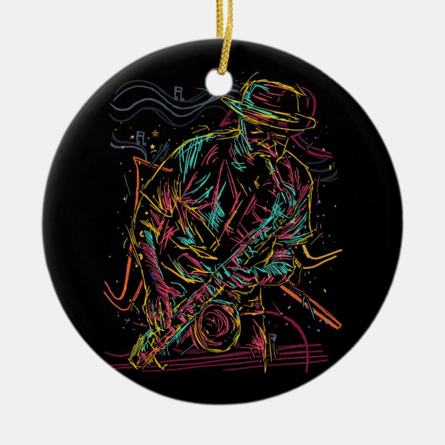 Saxophonist Jazz Musician Idea Saxophone Music Pla Ceramic Tree Decoration (Front)