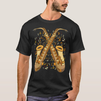 Saxophonist Music Notes Jazz Musician Instrument S T-Shirt