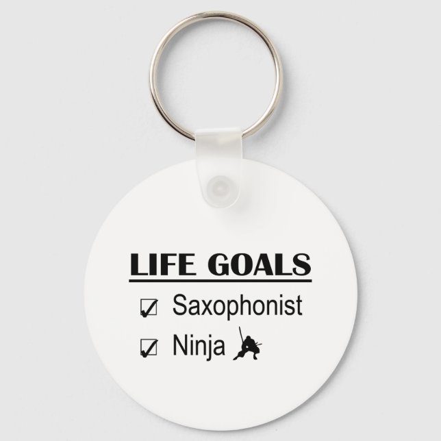 Saxophonist Ninja Life Goals Key Ring (Front)