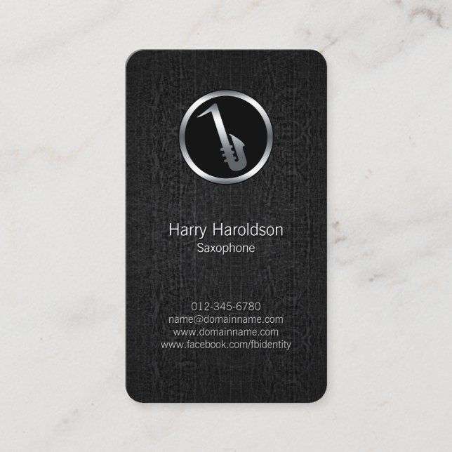 Saxophonist Saxophone Icon Grunge BusinessCard Business Card (Front)