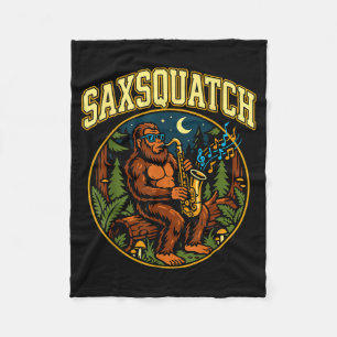 Saxsquatch Bigfoot Saxophone Player Jazz Music Hum Fleece Blanket