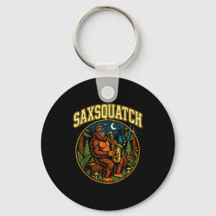 Saxsquatch Bigfoot Saxophone Player Jazz Music Hum Key Ring