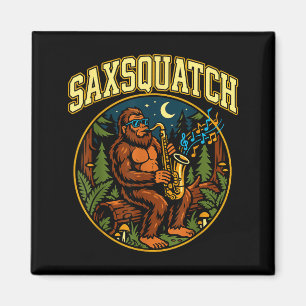 Saxsquatch Bigfoot Saxophone Player Jazz Music Hum Magnet