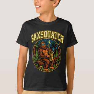 Saxsquatch Bigfoot Saxophone Player Jazz Music Hum T-Shirt