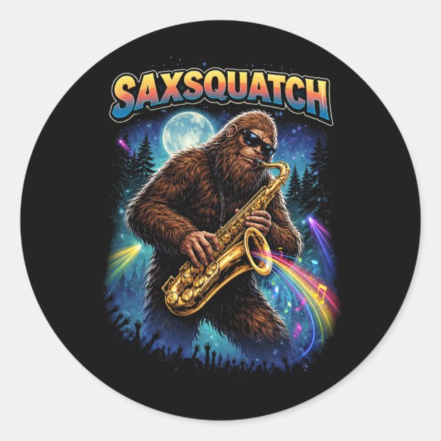 Saxsquatch Classic Round Sticker (Front)