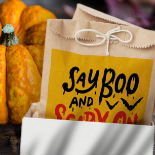 Say Boo and Scary On   Funny Halloween Party Favour Bags