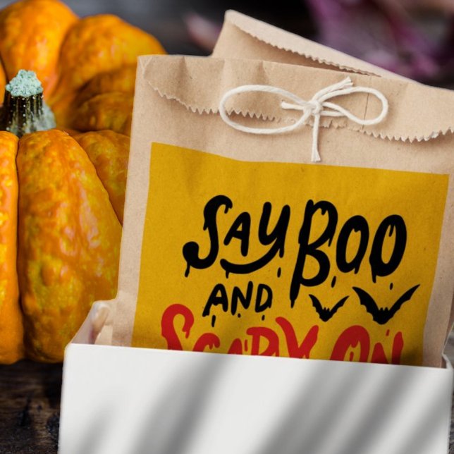 Say Boo and Scary On | Funny Halloween Party Favour Bags (Creator Uploaded)