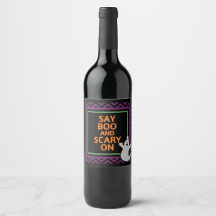 Say Boo and Scary On, Halloween Party Wine Label