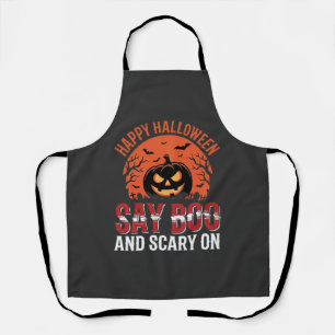 Say Boo Halloween Pumpkin Design_1 Apron