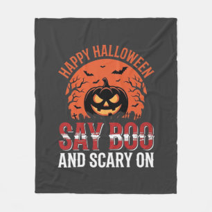 Say Boo Halloween Pumpkin Design_1 Fleece Blanket