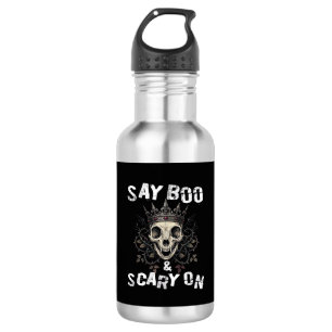 Say Boo Scary Skull Crown Bat Wings Halloween_1 532 Ml Water Bottle