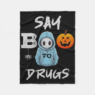 Say Boo To Drugs Funny Halloween Red Ribbon Week A Fleece Blanket